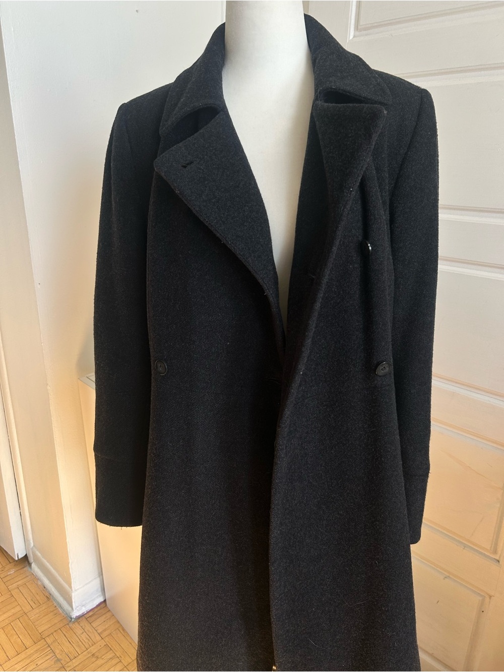 Novelti Charcoal Wool Cashmere Blend Double Breasted Coat Size 7 Excellent